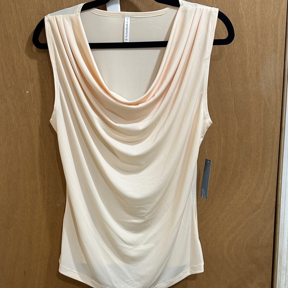 Passport Cream Sleeveless Drape Blouse